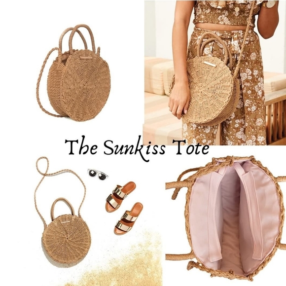 POPPIES & PEONIES Sunkiss Rattan Crossbody Tote - Picture 3 of 8